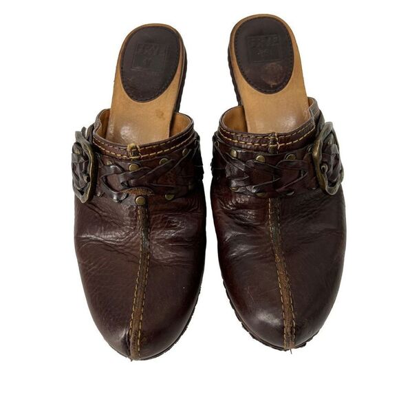 Frye Candice Woven Harness Brown‎ Leather Mule Clogs - Picture 1 of 7